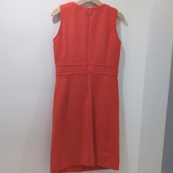 Tory Burch Mariel Orange Gold 1/2 Zip Wool Blend Midi Dress Women's Size 4 - Picture 2 of 9